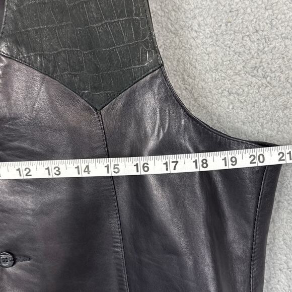 Vintage Leather And Suede Vest Black Cassidy Leather Fashions SZ L Boho Western - Picture 4 of 10